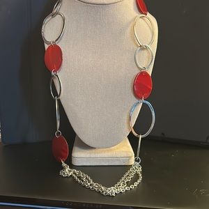 Long Red Fashion Necklace